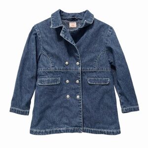 Gymboree Bon Voyage Denim Peacoat Jacket Polka Dot Lined Girls Size 5